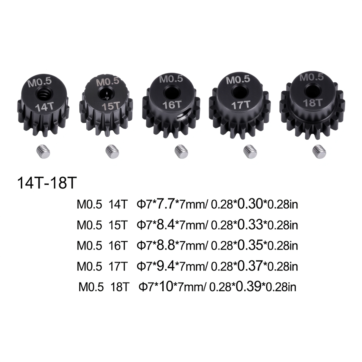 M0.5 2mm Shaft 14T-18T Metal P - Rc Hobby Products recensie en prijs